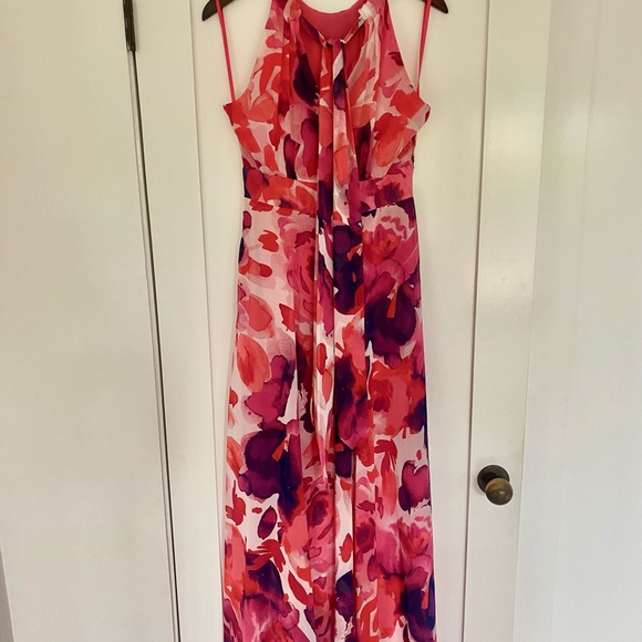 Eliza J Floral Print Halter Maxi Dress Size 2 - Picture 6 of 7